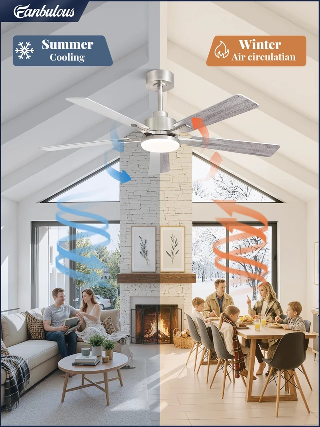 Alt view image 5 of 7 - 52 Inch Ceiling Fans with Lights DC Motor, Remote & APP Control Dimmable, 3CCT, 6 Speed, Memory Function, Timer, Dual-Sided Reversible Blade, Flat/Sloped Ceiling, Living Room, Covered Patio