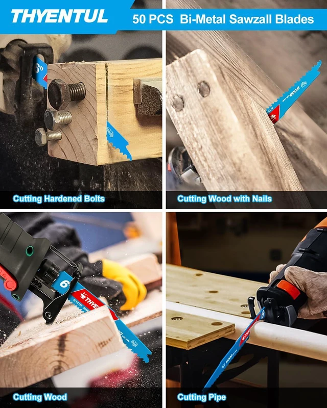 Alt view image 5 of 7 - 50 Pack 6in 6/12TPI Stud and Nail-Embedded Saw Blades,Bi-Metal Demolition Reciprocating Saw Blade for Nail-Embedded Wood Cutting,Garden Pruning,Small Branch Pruning,Wood Window Door Demolition