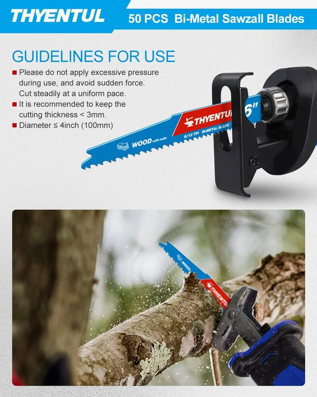 Alt view image 6 of 7 - 50 Pack 6in 6/12TPI Stud and Nail-Embedded Saw Blades,Bi-Metal Demolition Reciprocating Saw Blade for Nail-Embedded Wood Cutting,Garden Pruning,Small Branch Pruning,Wood Window Door Demolition