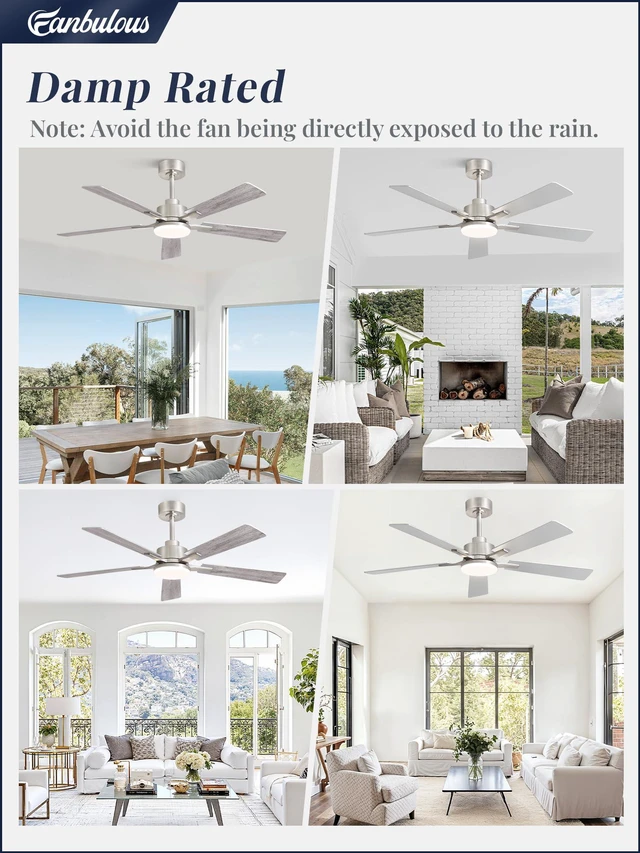 Alt view image 7 of 7 - 52 Inch Ceiling Fans with Lights DC Motor, Remote & APP Control Dimmable, 3CCT, 6 Speed, Memory Function, Timer, Dual-Sided Reversible Blade, Flat/Sloped Ceiling, Living Room, Covered Patio