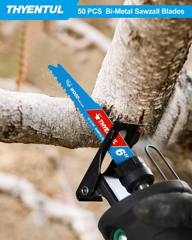 Alt view image 7 of 7 - 50 Pack 6in 6/12TPI Stud and Nail-Embedded Saw Blades,Bi-Metal Demolition Reciprocating Saw Blade for Nail-Embedded Wood Cutting,Garden Pruning,Small Branch Pruning,Wood Window Door Demolition