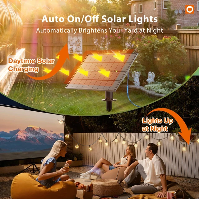 Alt view image 3 of 7 - 150FT 80LED Solar String Lights Outdoor Waterproof with Remote, USB Shatterproof Outdoor Lights, Dimmable Timer, 3 Modes, Solar Powered Patio Lights for Outside, Backyard Garden Camping Pergola