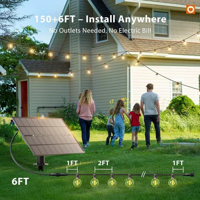 Alt view image 6 of 7 - 150FT 80LED Solar String Lights Outdoor Waterproof with Remote, USB Shatterproof Outdoor Lights, Dimmable Timer, 3 Modes, Solar Powered Patio Lights for Outside, Backyard Garden Camping Pergola