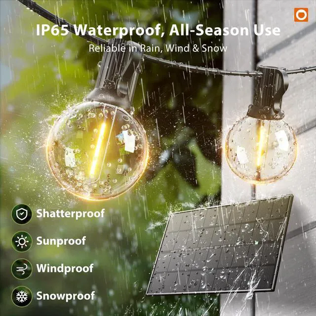 Alt view image 7 of 7 - 150FT 80LED Solar String Lights Outdoor Waterproof with Remote, USB Shatterproof Outdoor Lights, Dimmable Timer, 3 Modes, Solar Powered Patio Lights for Outside, Backyard Garden Camping Pergola