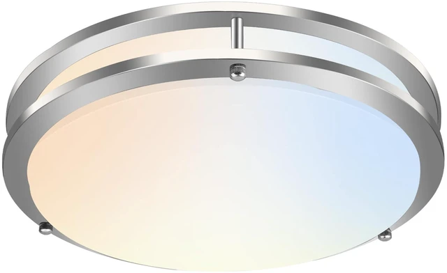 Main image of 16 inch Dimmable LED Flush Mount Ceiling Light Fixture,36W,2200LM 2.7/3/3.5/4K/5K Adjustbale, 120°Light Angle,CRI90, Ceiling Lamp for Bedroom,Kitchen,Office,ETL Listed, Brushed Nickel