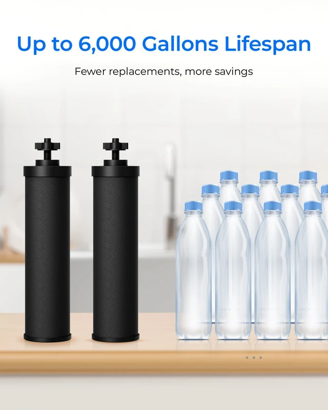 Alt view image 6 of 7 - Silver Ions Black Water Filter, Replacement for Berkey® BB9-2® Compatible with Berkey® Purewell®, ProOne®, BB9-2®, Gravity Water Filter System, NSF/ANSI 372 Certified