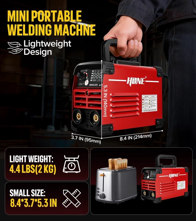 Alt view image 3 of 7 - Stick Welder 110v, Upgraded 205Amp Mini Welding Machine with Lift Tig Welding, IGBT Inverter Arc Welder Machine 110v with Hot Start Arc Force Anti-Stick VRD for 1/16"-1/8" Rod, Include 25 Rods