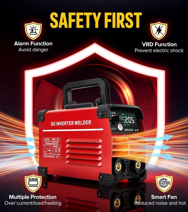 Alt view image 5 of 7 - Stick Welder 110v, Upgraded 205Amp Mini Welding Machine with Lift Tig Welding, IGBT Inverter Arc Welder Machine 110v with Hot Start Arc Force Anti-Stick VRD for 1/16"-1/8" Rod, Include 25 Rods