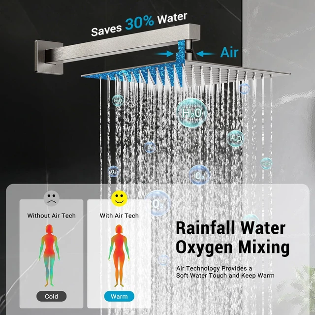 Alt view image 3 of 7 - Shower Faucet Set 10 Shower Head,Brush Nickel Shower System Wall Mounted,2-Function SUS304 Rain Head and Handle SystemShower Valve Body