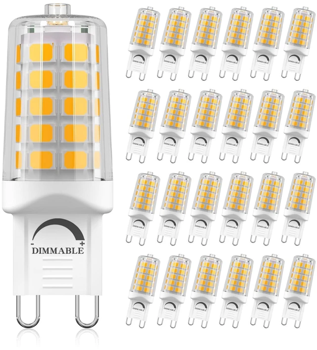 Main image of 24 Pack G9 LED Bulb 4W 3000K Soft Warm White T4 Dimmable 24-Pk 4W G9 LED, 40W Equiv, 450LM, Smooth Dimmable, No Flicker, Eye-Safe, Standard G9 Base for Chandelier & Sconce