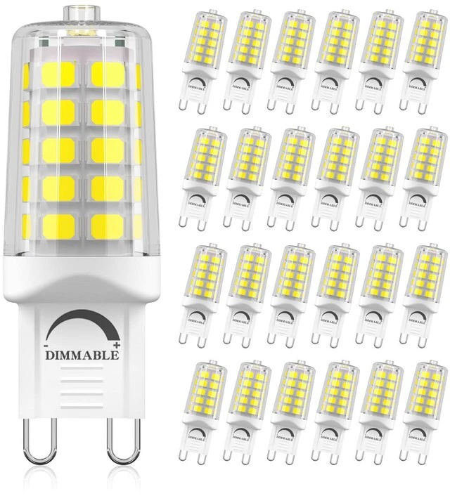 Main image of 24-Pk G9 LED 4W, 6000K Daylight, Dimmable Ceramic Base Bulb, 450LM 24-Pk 4W G9 LED, 40W Equiv, 450LM, Smooth Dimming, Flicker-Free, Ceramic Base for Heat Resistance, Chandelier & Sconce