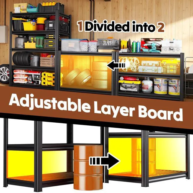 Alt view image 7 of 7 - 71''H Storage Shelves, Garage Shelving,Adjustable Heavy Duty Shelving Unit,5T Tall Garage ShelvesMetal Standing Shelf Units,Utility Rack For Kitchen Warehouse Industrial Basement 71*35*16