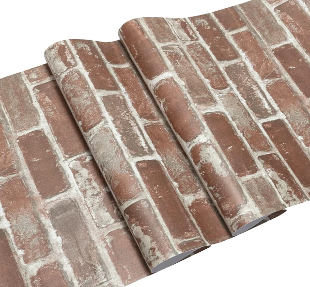 Alt view image 2 of 6 - Red Brick Wallpaper Self-Adhesive Peel and Stick Wallpaper Waterproof and Removable Good for Home Decoration and Furniture Renovation 35.4 x 393.7 Inch