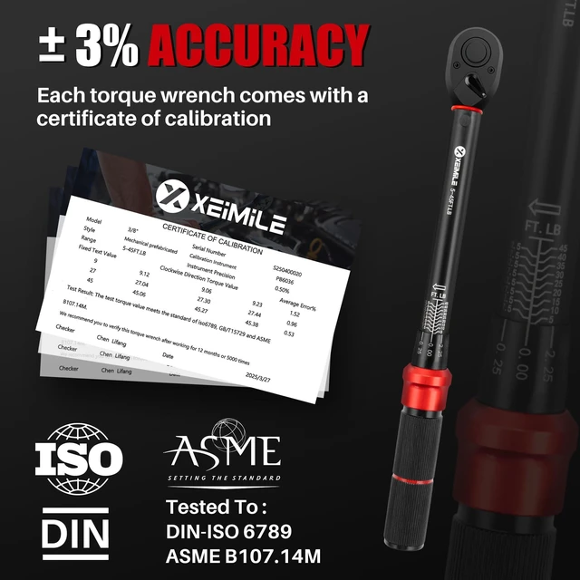 Alt view image 6 of 6 - 20Pcs 1/4 3/8 1/2-inch Drive Click Torque Wrench Set for Car Moto Inch Pound Torque Wrench with Sockets (20-260 in.lb,5-45 ft.lb,10-170 ft.lb), Dual-Direction 72T, 3% Precision for Bike DIY