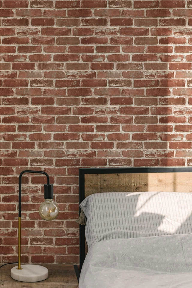 Alt view image 6 of 6 - Red Brick Wallpaper Self-Adhesive Peel and Stick Wallpaper Waterproof and Removable Good for Home Decoration and Furniture Renovation 35.4 x 393.7 Inch