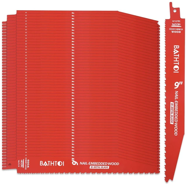Main image of 52 Pack 9 Inch 6/12 Tpi Reciprocating Saw Blades for Nail-Embedded Wood for Wood & Nail-Embedded Wood, Bi-Metal Sawzall Blades, Dual Tooth Design, with 8% Cobalt, Longer Life & Faster Cutting Speed