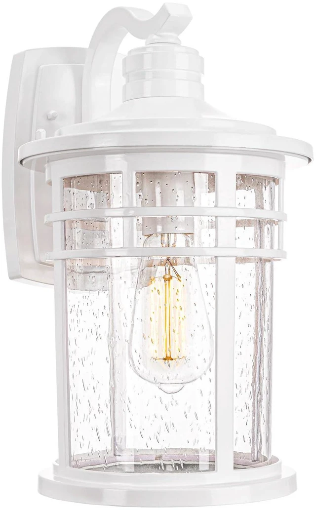 Main image of Large Outdoor Porch Lights Wall Mount, 15inch Outdoor Wall Sconces with Seeded Glass Waterproof Exterior Lights for Patio Yard House Hallway Doorway Garage(Large, White)