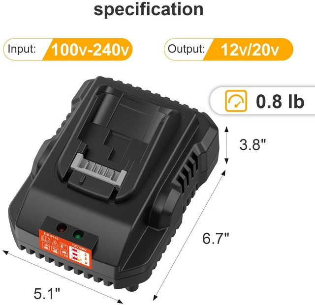 Alt view image 4 of 7 - 20V Max Battery Replacement 2-Pack for Dewalt Battery - Upgraded 6.0Ah High Capacity with DCB112 Battery Charger Station for DCB200 DCB120(Black)