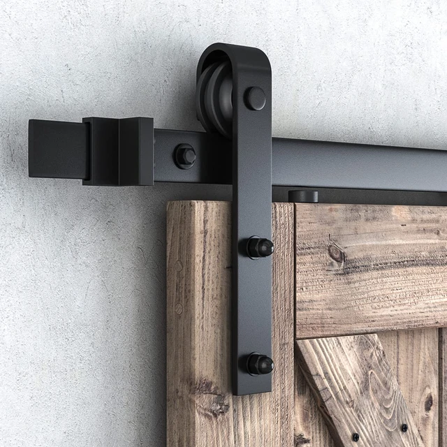 Alt view image 4 of 6 - 7.5 FT Barn Door Hardware Kit -Fits 42"-45" Wide Door Panel Sliding Barn Door Track, Smooth and Quiet, Easy to Install, Includes Step-by-Step Installation Instructions (J Shape Hanger)