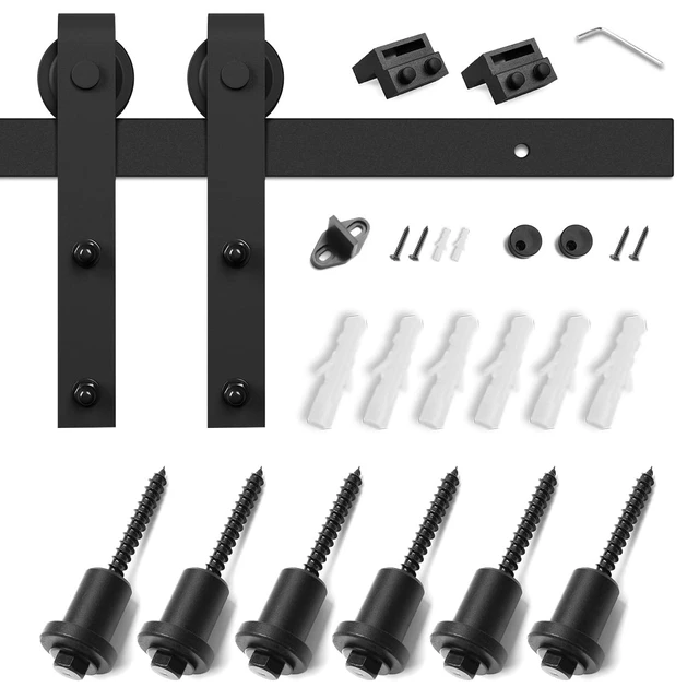 Alt view image 5 of 6 - 7.5 FT Barn Door Hardware Kit -Fits 42"-45" Wide Door Panel Sliding Barn Door Track, Smooth and Quiet, Easy to Install, Includes Step-by-Step Installation Instructions (J Shape Hanger)