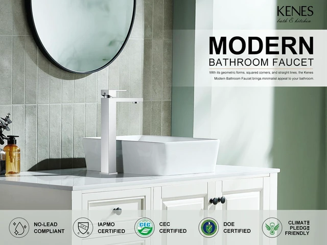 Alt view image 2 of 7 - Chrome Vessel Sink Faucet 1 Handle, Tall Bathroom Sink Faucet 1 Hole Vessel Bowl Faucet with Pop Up Drain & Supply Lines, Lead-Free cUPC & NSF Certified, 1 Hole Faucet for Vanity RV Restroom
