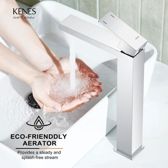 Alt view image 7 of 7 - Chrome Vessel Sink Faucet 1 Handle, Tall Bathroom Sink Faucet 1 Hole Vessel Bowl Faucet with Pop Up Drain & Supply Lines, Lead-Free cUPC & NSF Certified, 1 Hole Faucet for Vanity RV Restroom