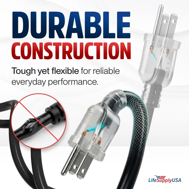 Alt view image 3 of 7 - 75ft Outdoor/Indoor Extension Cord 3-Outlet 12/3 Gauge Extra Heavy Duty 3 Prong SJTW, Waterproof, Flexible Cold-Resistant Long Power Cord,15A 125V 1875W, Black by