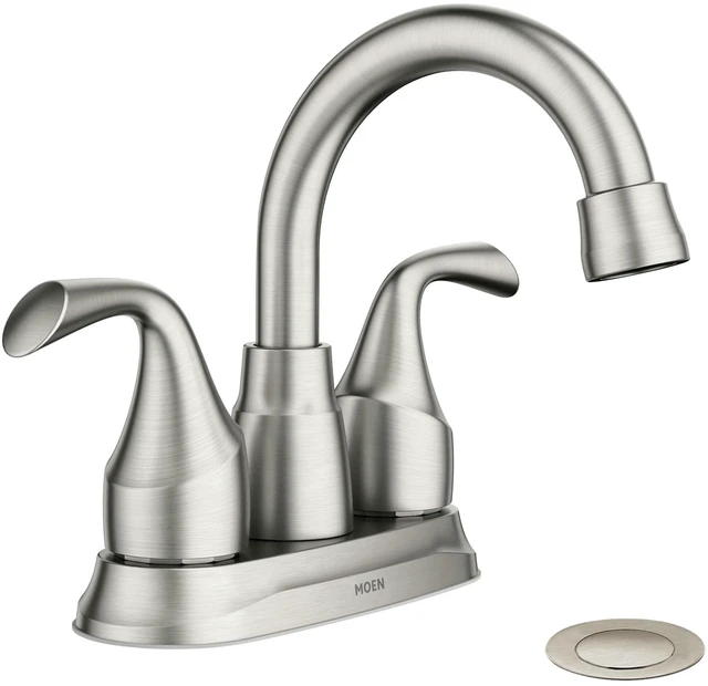 Main image of Idora Spot Resist Brushed Nickel Two-Handle Centerset Bathroom Sink Faucet with Drain Assembly, 84115SRN