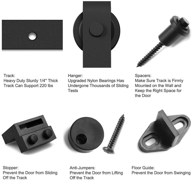 Alt view image 7 of 7 - 7 FT Barn Door Hardware Kit -Fits 42" Wide Door Panel Sliding Barn Door Track, Smooth and Quiet, Easy to Install, Includes Step-by-Step Installation Instructions (J Shape Hanger)