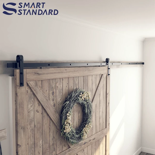 Alt view image 4 of 7 - 9 FT Barn Door Hardware Kit -Fits 54" Wide Door Panel Sliding Barn Door Track, Smooth and Quiet, Easy to Install, Includes Step-by-Step Installation Instructions (J Shape Hanger)