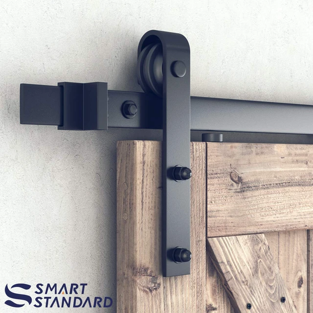Alt view image 5 of 7 - 9 FT Barn Door Hardware Kit -Fits 54" Wide Door Panel Sliding Barn Door Track, Smooth and Quiet, Easy to Install, Includes Step-by-Step Installation Instructions (J Shape Hanger)