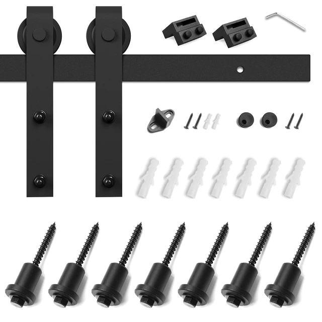 Alt view image 6 of 7 - 9 FT Barn Door Hardware Kit -Fits 54" Wide Door Panel Sliding Barn Door Track, Smooth and Quiet, Easy to Install, Includes Step-by-Step Installation Instructions (J Shape Hanger)