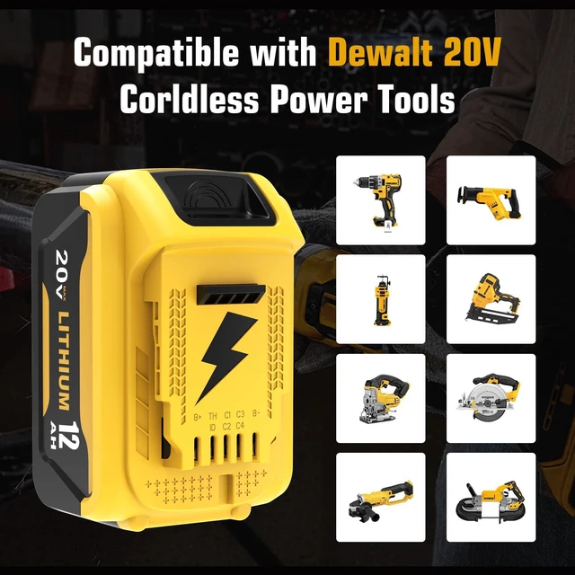 Alt view image 3 of 7 - 4 Packs 12.0Ah Replacement for Dewalt 20V Battery DCB208 Compatible with Dewalt 20V Max Batteries DCB207 DCB206 DCB204 DCB203 DCB200 DCB201 Cordless Power Tools