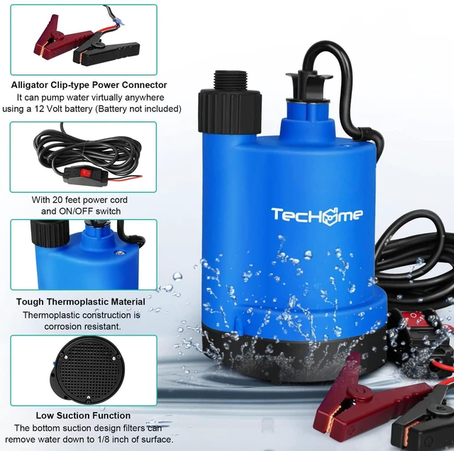 Alt view image 5 of 7 - 12v Sump Pump Submersible Water Pump Water Transfer Pump. 1500GPH, with 20 Feet Power Cord