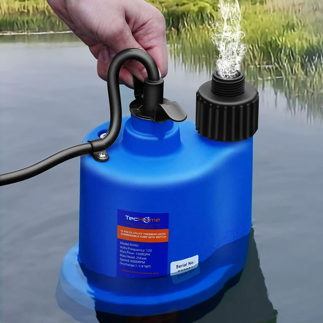 Alt view image 6 of 7 - 12v Sump Pump Submersible Water Pump Water Transfer Pump. 1500GPH, with 20 Feet Power Cord