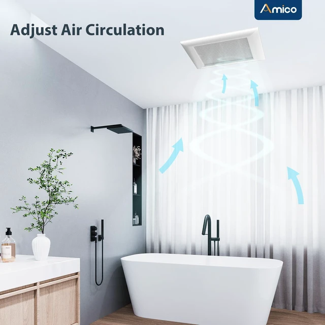 Alt view image 3 of 7 - Bathroom Exhaust Fan, 1.5 Sones, 160 CFM, No Attic Access Needed Low Noise, Ceiling Mounted Retrofit Ventilation Fans, 4 Inch Duct, 10.7'' x 10.7'' Ceiling Opening, Modern Grille, ETL & FCC