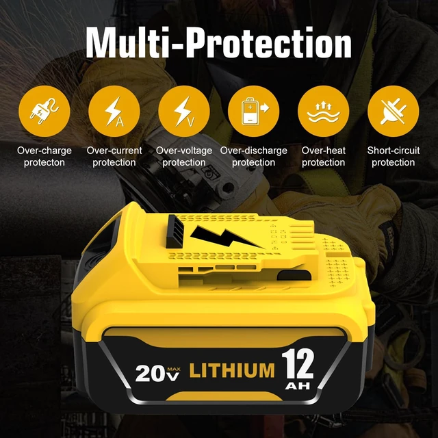 Alt view image 6 of 7 - 4 Packs 12.0Ah Replacement for Dewalt 20V Battery DCB208 Compatible with Dewalt 20V Max Batteries DCB207 DCB206 DCB204 DCB203 DCB200 DCB201 Cordless Power Tools