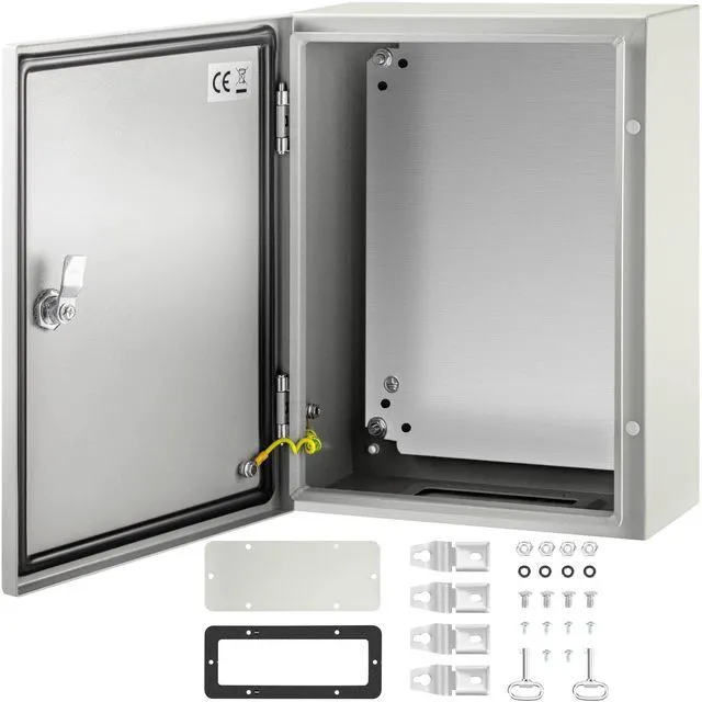 Main image of Electrical Enclosure Box, 16'' ×12'' ×6'', Carbon Steel Hinged Junction Box, IP66 Waterproof & Dustproof, Outdoor Electrical Box, with Mounting Plate