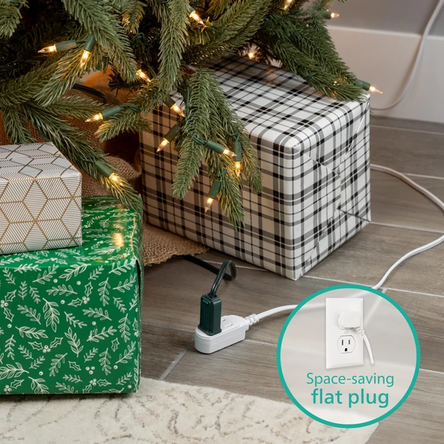 Alt view image 6 of 6 - 3-Outlet Flat Plug Extension Cord - 6 Ft, Indoor Use, Safety Slide, 2 Prong White, ETL Listed SPS3613W/37 (Pack of 12)