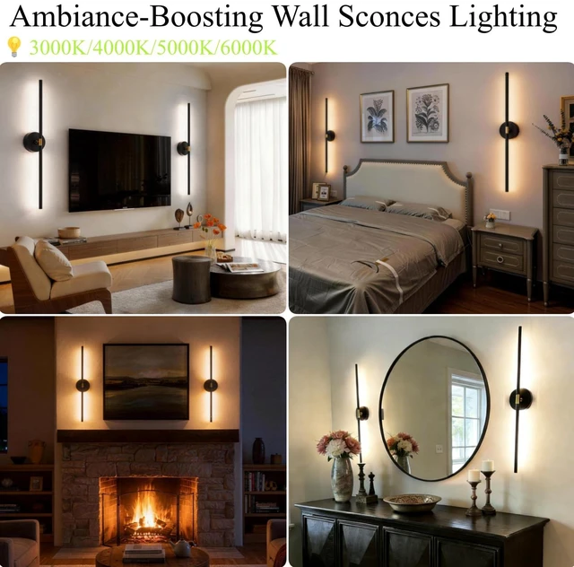 Alt view image 2 of 7 - Battery Operated Wall Sconce Set of 2: 10000mAh Wireless Sconces Rechargeable Wall Lights with Touch and Remote, 360° Rotate Cordless Wall Lamp for Bedroom Living Room Hallway, 31.5 Inch, Black