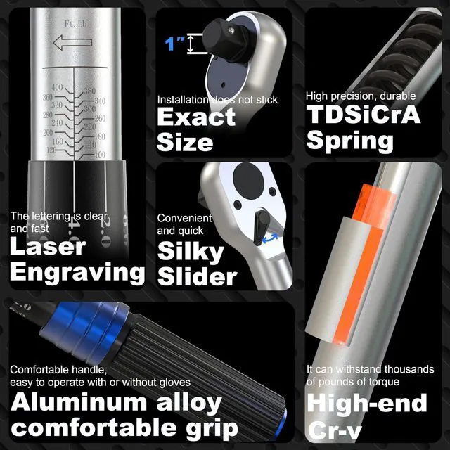 Alt view image 3 of 7 - 3/4'' 100-400 Ft Lb Torque Wrench Heavy Duty, Dual Direction High hardness, Long, Stored In a Solid Case, Quick Release, Cr-V