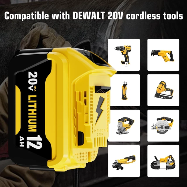 Alt view image 6 of 7 - 4Packs 12000mAh DCB206 DCB207 Replacement for Dewalt 20v Battery Lithium Compatible with Dewalt 20v Max Battery Compatible with Dewalt Battery 20v DCB201 DCB203 DCB207 DCB204 Power Tools