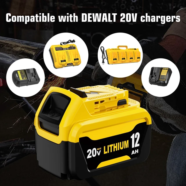 Alt view image 5 of 7 - 4Packs 12000mAh DCB206 DCB207 Replacement for Dewalt 20v Battery Lithium Compatible with Dewalt 20v Max Battery Compatible with Dewalt Battery 20v DCB201 DCB203 DCB207 DCB204 Power Tools