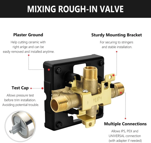 Alt view image 2 of 4 - Shower Valve for Delta R10000-UNWS, 4 Port 1/2 Inch Connection 2-Pack, R10000 Valve Kit Compatible with Delta MultiChoice 13 14 17 17T Shower and Tub Trim Faucet, Brass Construction With Stops