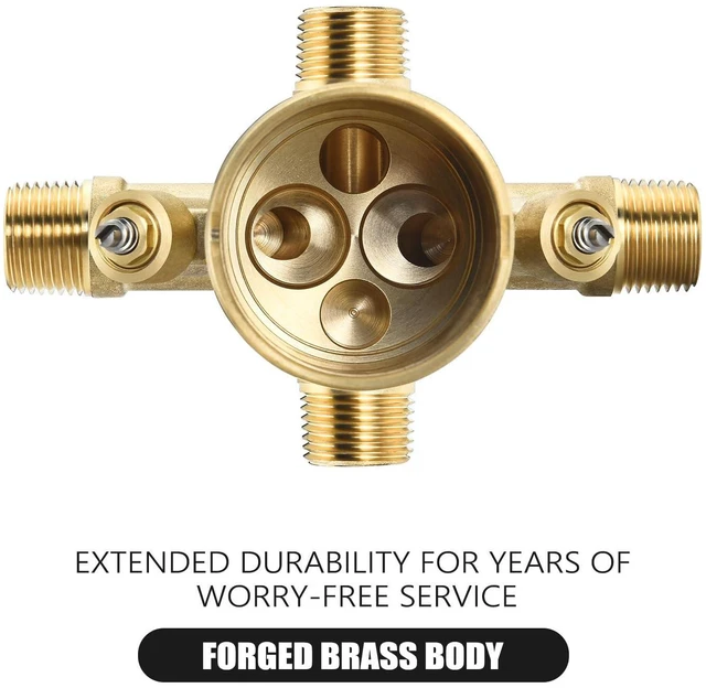 Alt view image 3 of 4 - Shower Valve for Delta R10000-UNWS, 4 Port 1/2 Inch Connection 2-Pack, R10000 Valve Kit Compatible with Delta MultiChoice 13 14 17 17T Shower and Tub Trim Faucet, Brass Construction With Stops