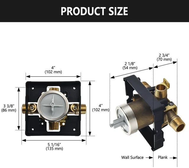 Alt view image 4 of 4 - Shower Valve for Delta R10000-UNWS, 4 Port 1/2 Inch Connection 2-Pack, R10000 Valve Kit Compatible with Delta MultiChoice 13 14 17 17T Shower and Tub Trim Faucet, Brass Construction With Stops