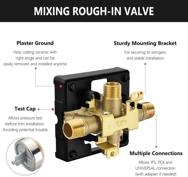 Alt view image 2 of 4 - Shower Valve for Delta R10000-UNWSHF, 3 Port 1/2 Inch Connection 2-Pack, R10000 Valve Kit Compatible with Delta MultiChoice 13 14 17 17T Shower Trim, High Flow Brass Construction With Stops