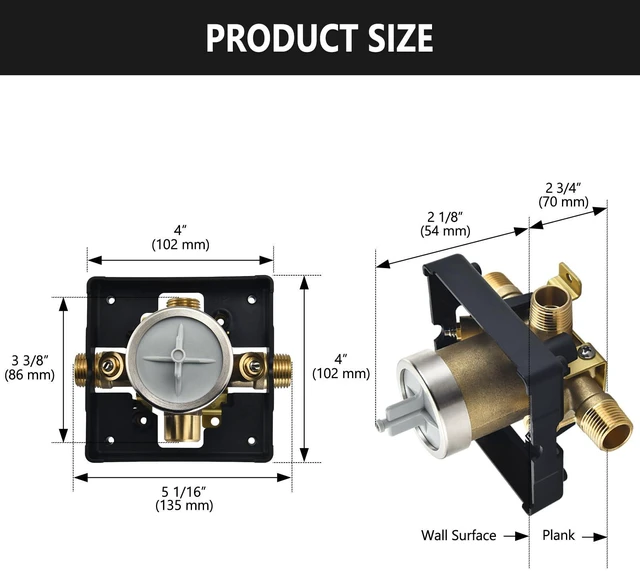 Alt view image 4 of 4 - Shower Valve for Delta R10000-UNWSHF, 3 Port 1/2 Inch Connection 2-Pack, R10000 Valve Kit Compatible with Delta MultiChoice 13 14 17 17T Shower Trim, High Flow Brass Construction With Stops