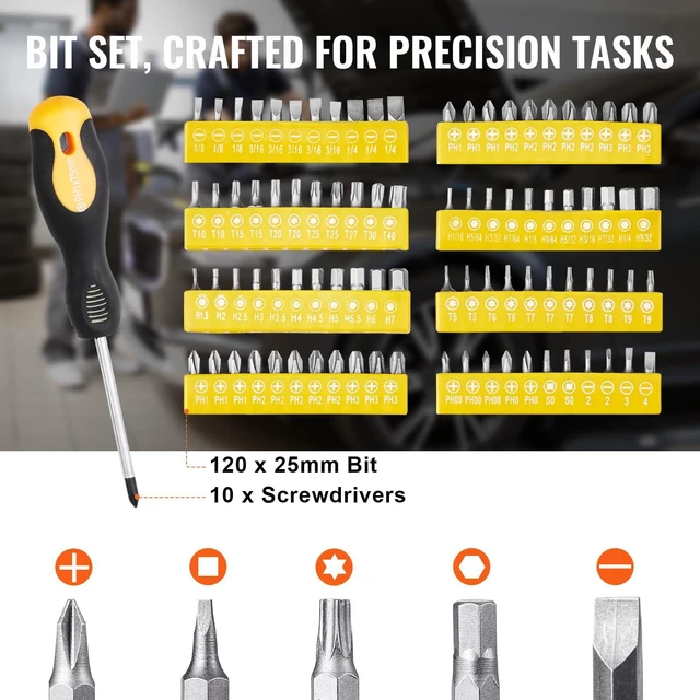 Alt view image 5 of 7 - Mechanics Tool Set 221Pieces - 1/4" and 3/8" Drive Sockets - SAE and Metric Mechanic Tool Kit with Bits - Wrenches, Ratchet Handle, Accessories, and Plastic Storage Case - for Automotive Repair