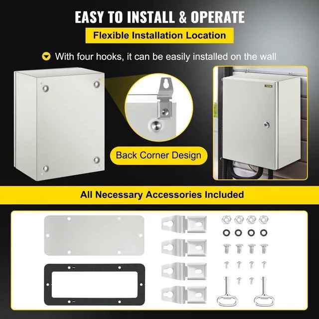 Alt view image 6 of 7 - NEMA Steel Enclosure, 16 x 12 x 8'' NEMA 4X Steel Electrical Box, IP66 Waterproof & Dustproof, Outdoor/Indoor Electrical Junction Box, with Mounting Plate